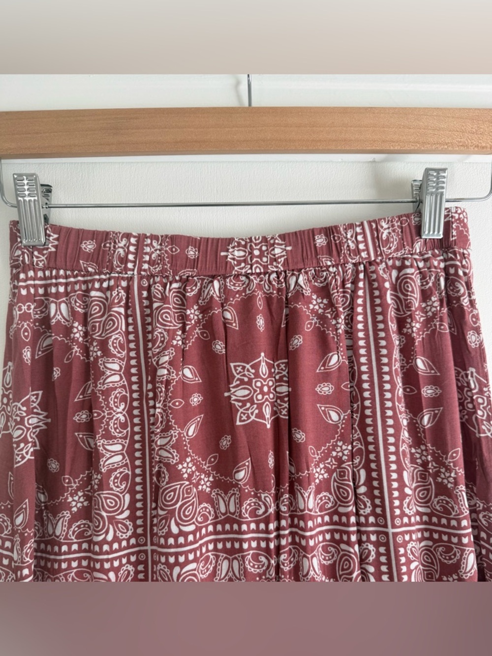Kiss & Cry Bandana Print Maxi Skirt Size Small Boho Western Rayon A-Line - Picture 11 of 16